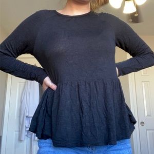 Black Longsleeve Peplum Top